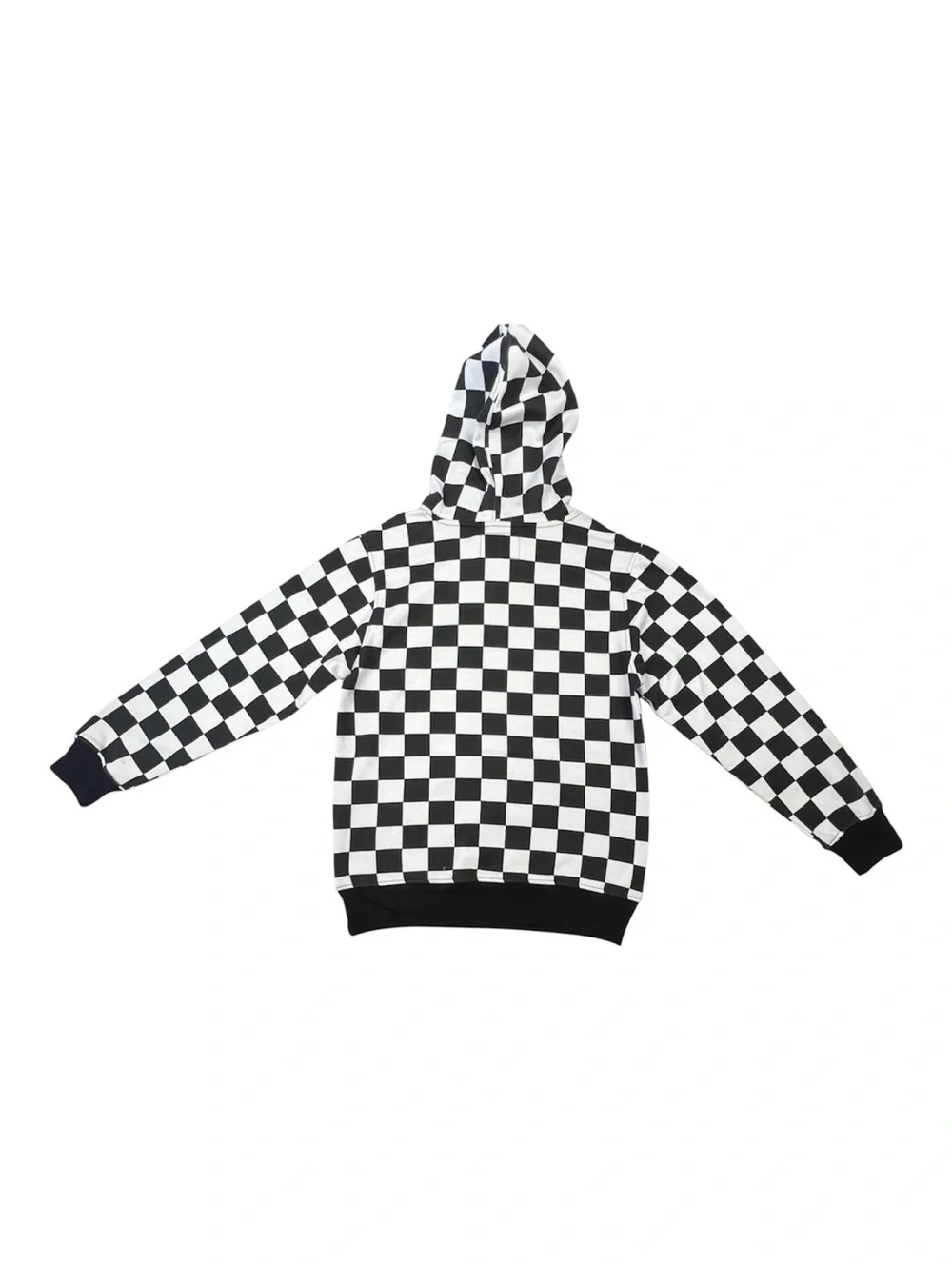 Tony Hawk Men's Pullover Hoodie S Black/White Check Fleece Logo Pockets - Picture 2 of 8